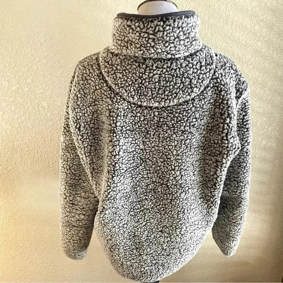 Thread & Supply Teddy Fleece 1/4 Zip Pullover Sweater Borg Gray: Size Medium - Picture 5 of 11